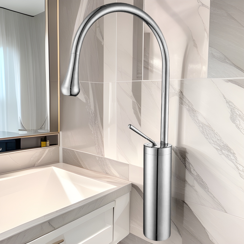 Cross-border foreign trade household hotel copper body, gold and black art basin, countertop basin faucet, countertop basin water drop faucet full figure