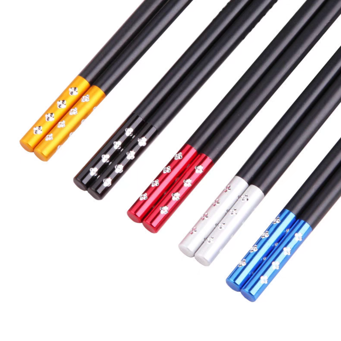 2222 Chopsticks with a light luxury and high-end feel, 5 pairs of alloy, 5 colors, household non-moldy tableware, bright disinfection, high-temperature resistant chopsticks Application Scenario