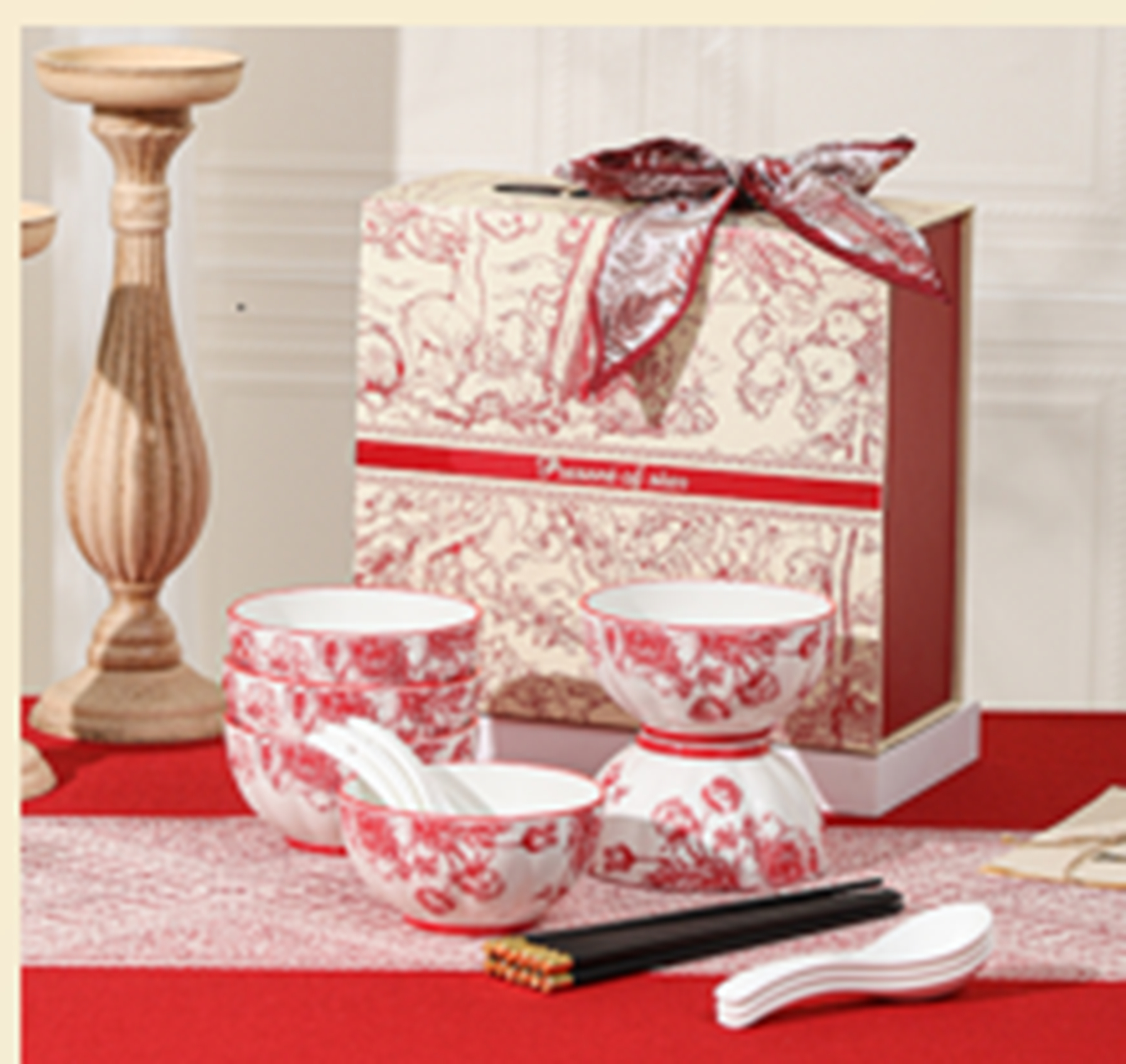 6 cuencos 6 cucharadas 6 palillos rosa roja HMG-6B6S6K