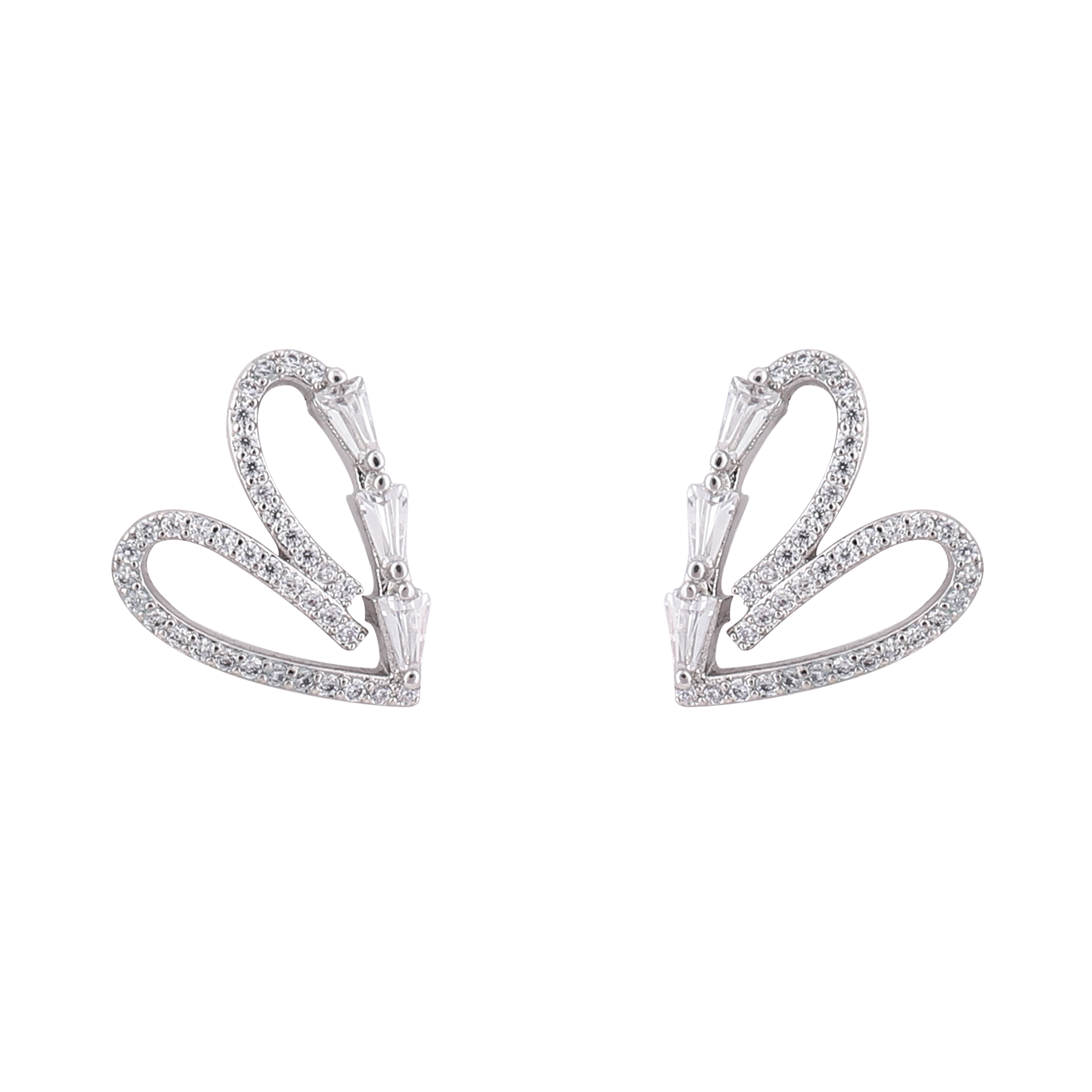 Xuhui brand exquisite and light luxury copper plated with real gold and zirconia 925 silver needle heart-shaped stud earrings, fashionable and elegant Application Scenario