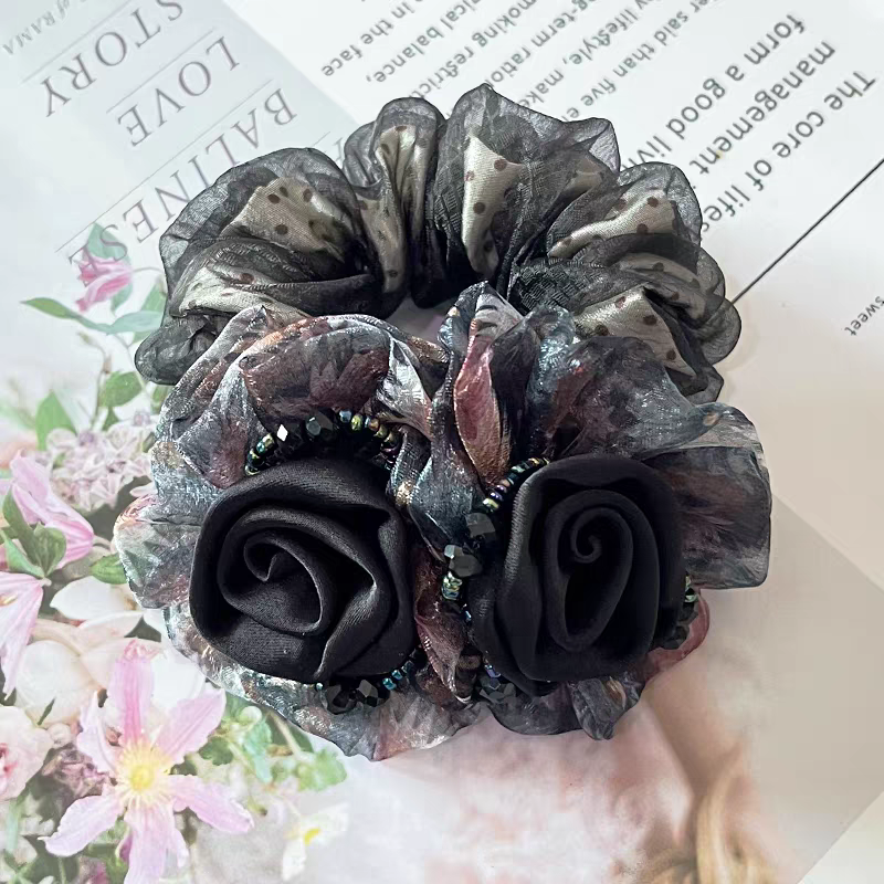 Korean-style simple large intestine hair band, hair tie, leather band, women's hair accessory, versatile and fashionable headwear, hair tie details Picture