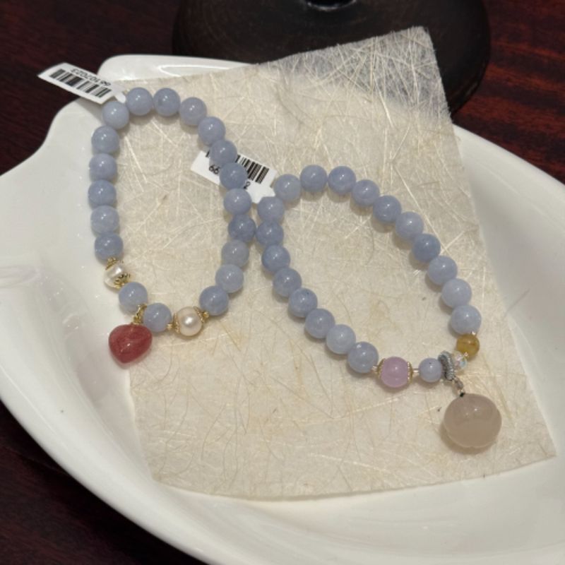 国潮系列新中式复古国潮海蓝宝爱心草莓晶水晶手串爆款小众高级感送女友礼物