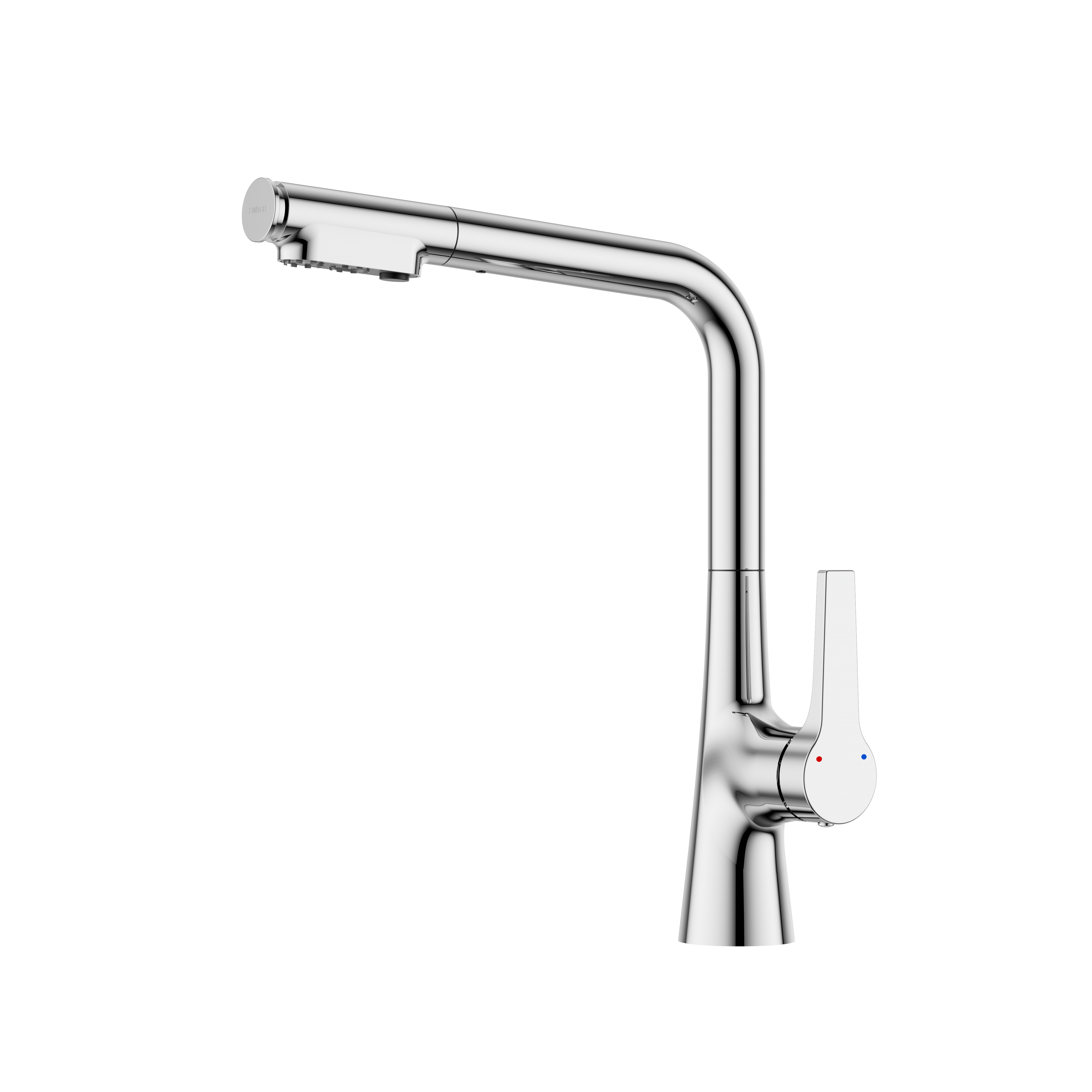 RAN brand, electroplated/gun gray flying feather head kitchen faucet, pull-out faucet, freely rotating, freely pull-out. full figure