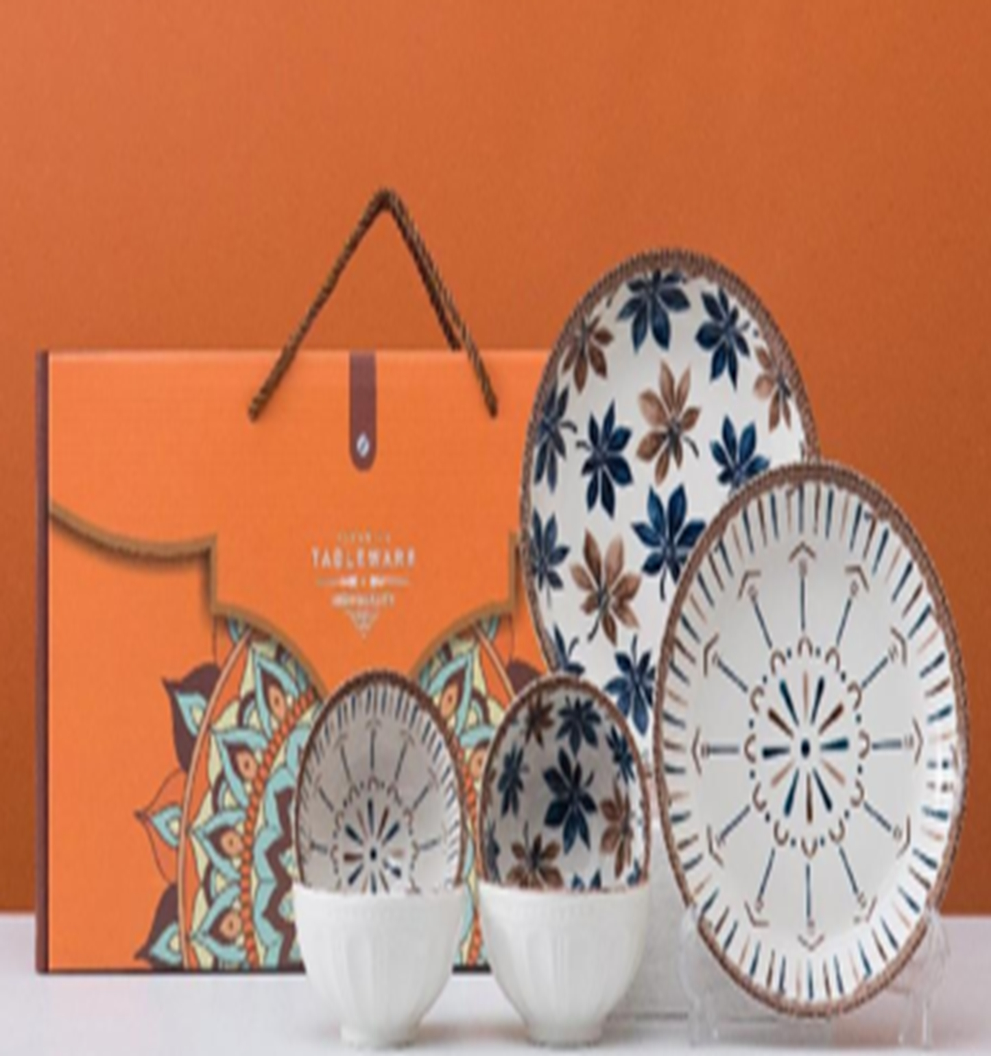 Bohemian Woven Rattan four Bowls and two plates BXMYBZT-076804.PP