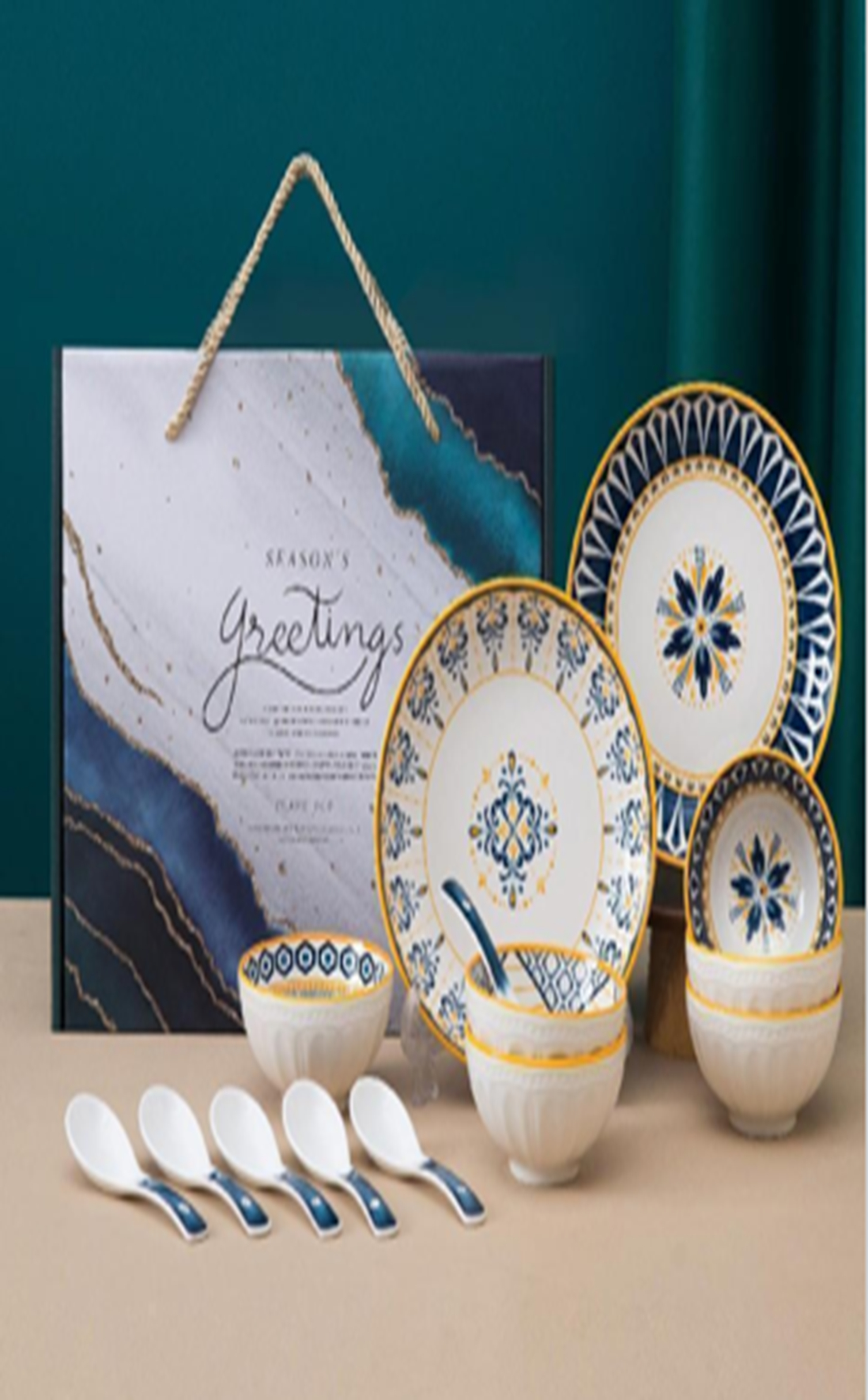 Light luxury style 14-piece set *6 pieces, spoons *6 pieces, plates *2 QSF-076814