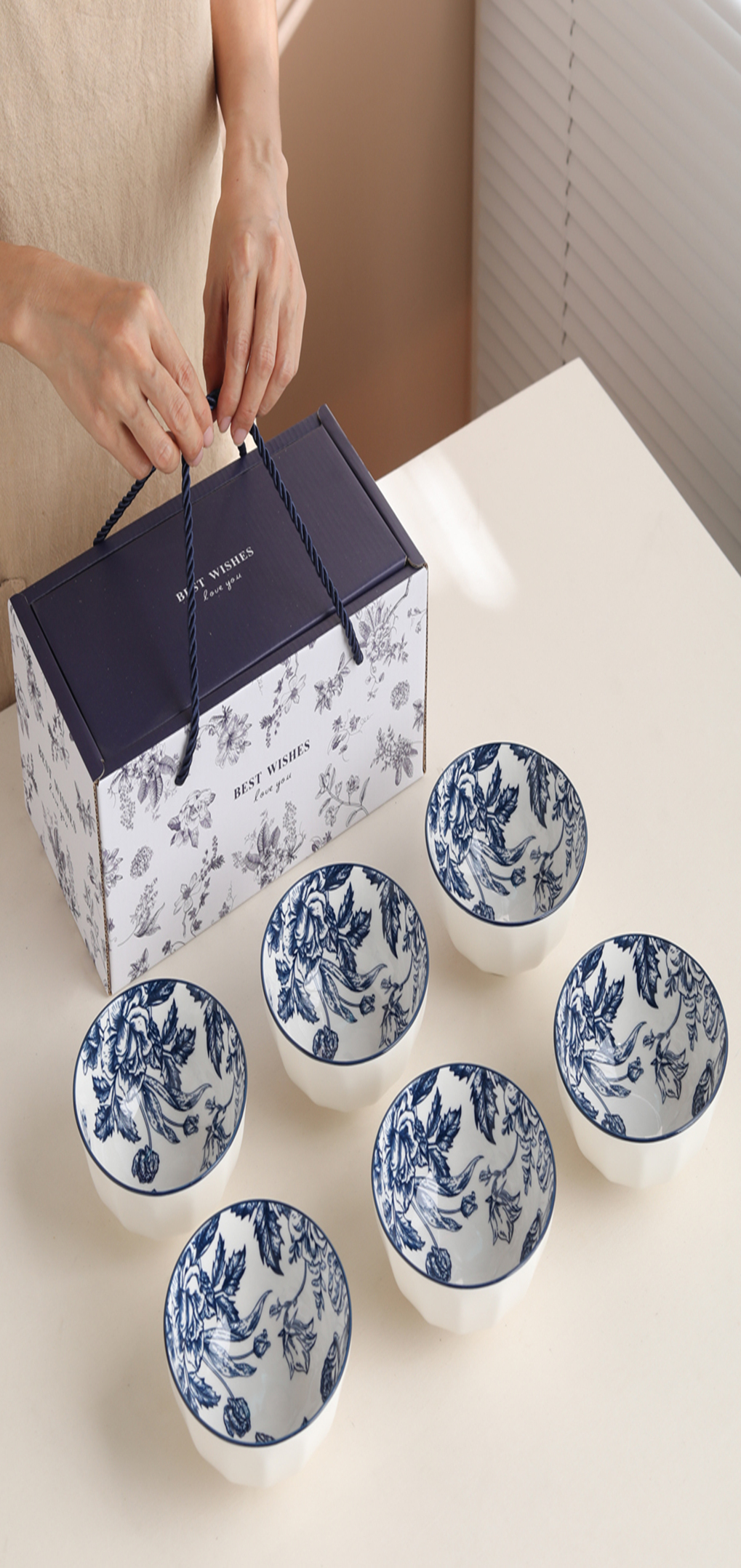 "Flower in Full Bloom Blue Six-Bowl FHSJL-06-1.