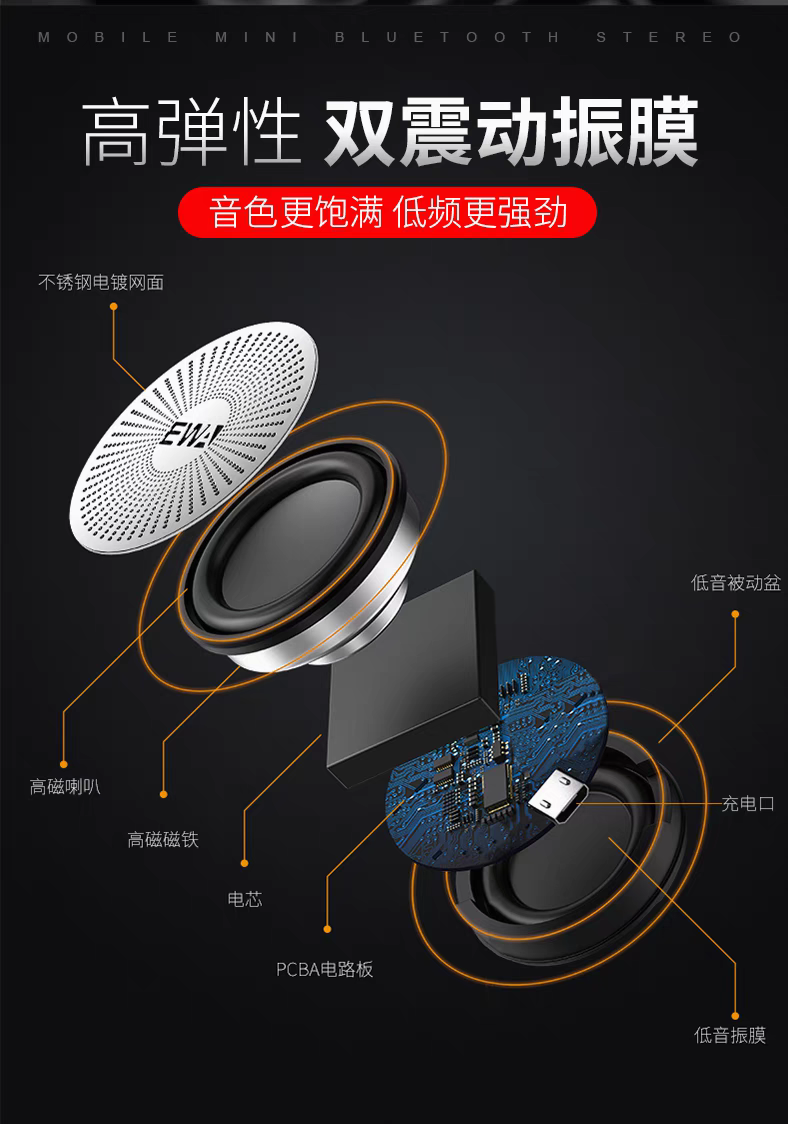 Aima Emma Aima Ewa/ Sound For Love, High Appearance, Quality, Small Steel Gun, Mini Heavy Subwoofer, Home Bluetooth Small Speaker, Audio Car
Wireless Influence Of Portable Mobile Phones For Outdoor Use Application Scenario