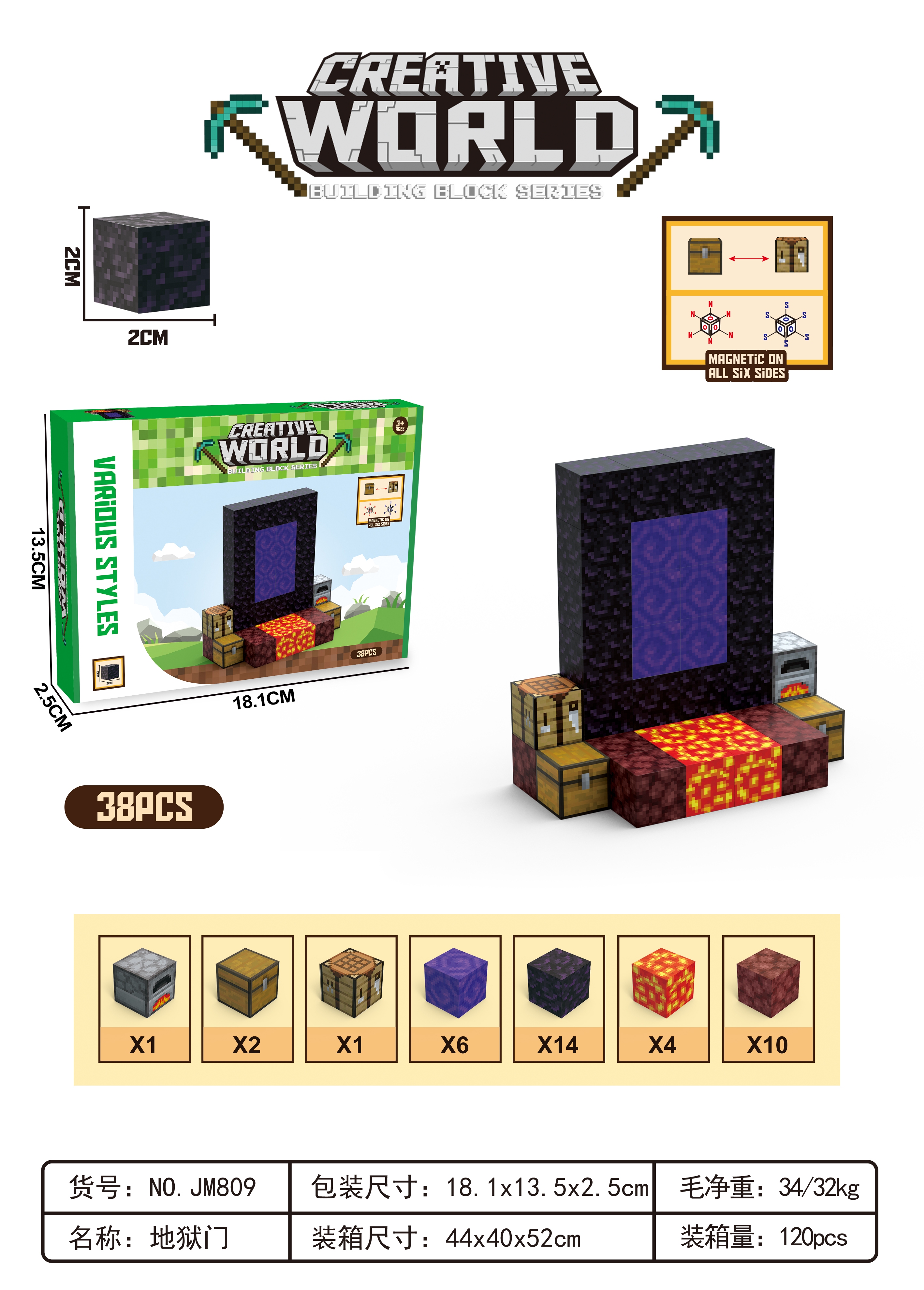 Minecraft Magnetic Building Blocks Hell Gate Specification image