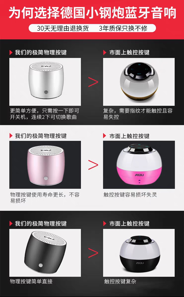 Aima Emma Aima Ewa/ Sound For Love, High Appearance, Quality, Small Steel Gun, Mini Heavy Subwoofer, Home Bluetooth Small Speaker, Audio Car
Wireless Influence Of Portable Mobile Phones For Outdoor Use details Picture