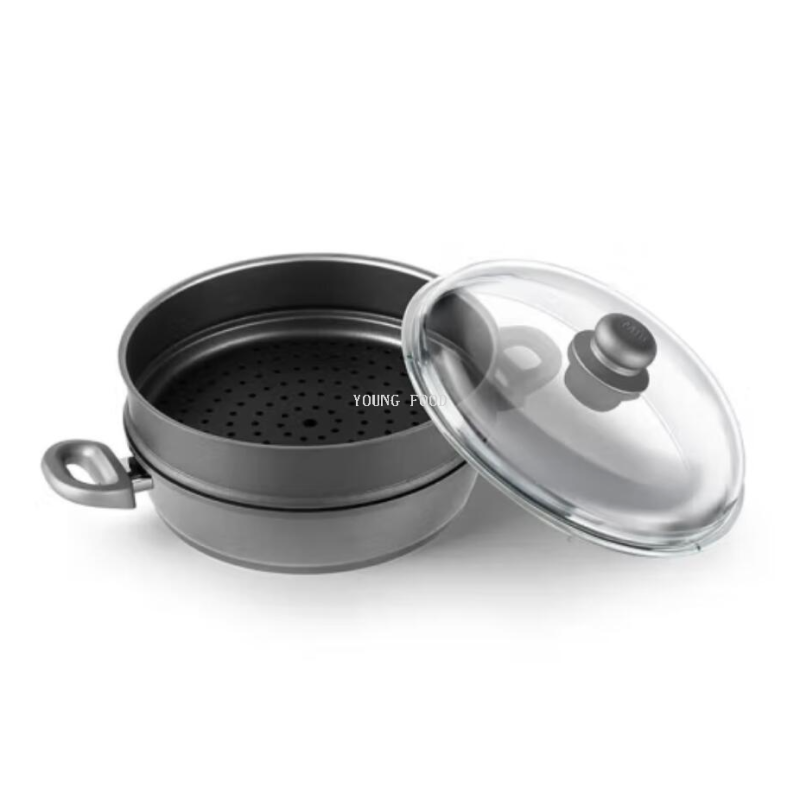 批发包邮！YOUNDFOOD品质厨具米技不粘锅双耳煎炒带蒸格MIJI-STA产品图