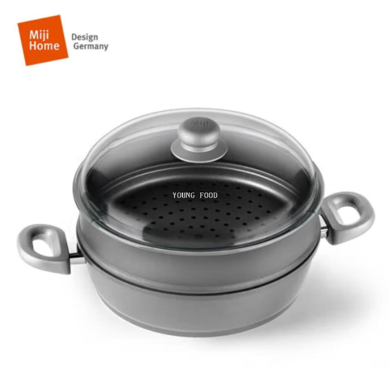 批发包邮！YOUNDFOOD品质厨具米技不粘锅双耳煎炒带蒸格MIJI-STA