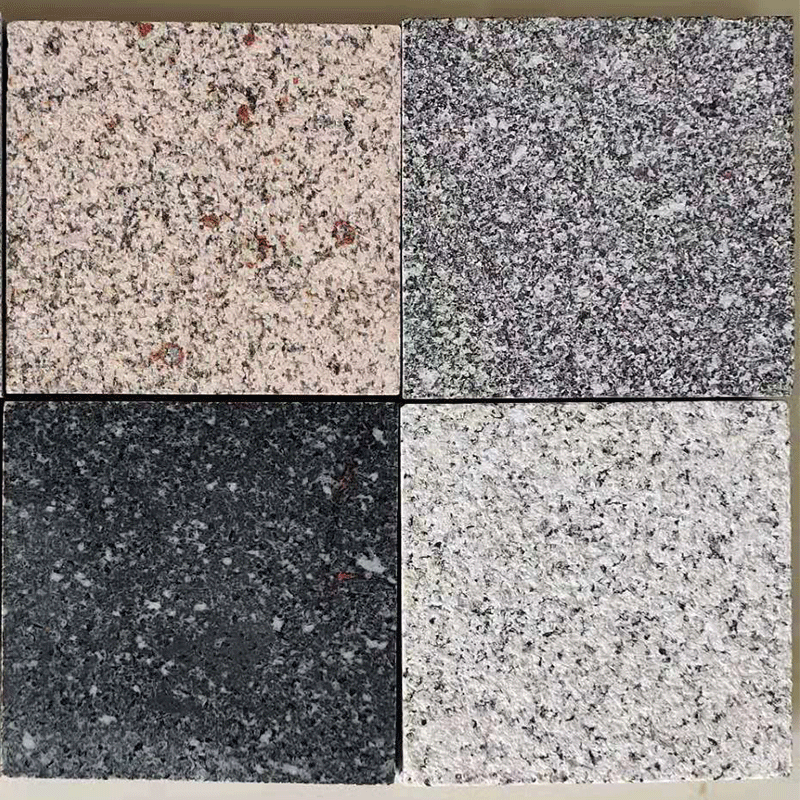 ll Yunnan granite sesame, white, gray, black, yellow rust stone, fire-baked litchi surface, outdoor courtyard floor tile, curb and side flat stone Specification drawing