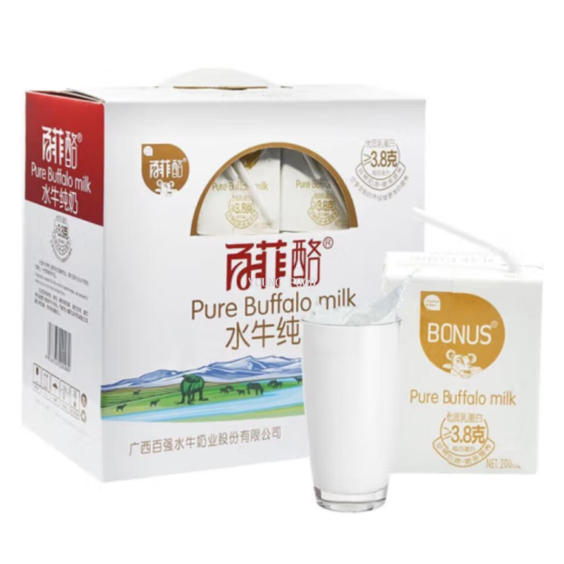 批发包邮！HUILE DE NOI休闲零食饮料 百菲酪水牛纯奶200ml*12瓶