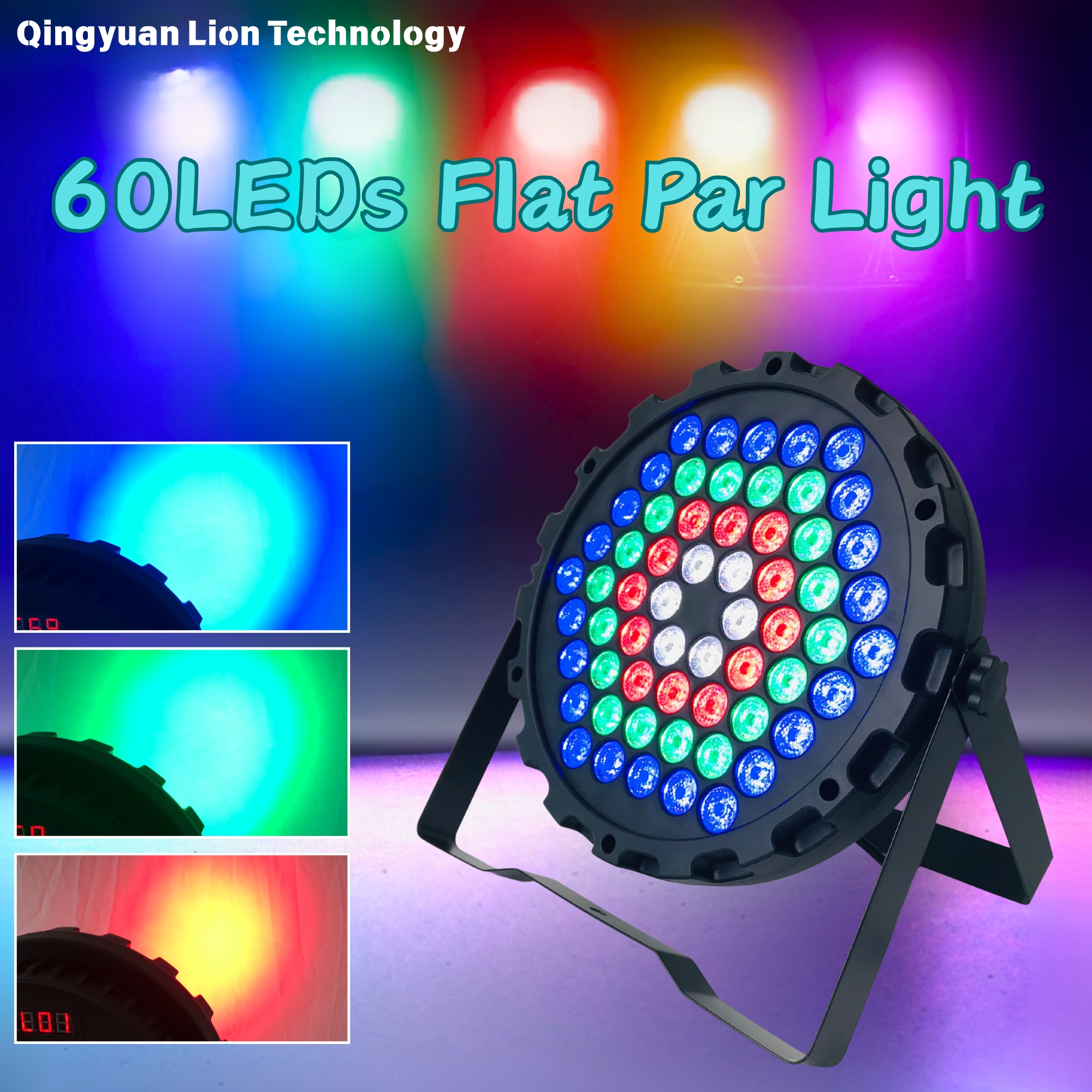 The Factory's New 60-Piece Seven-Color Flat Handkerchief Light Stage Background Light, Dyed Handkerchief Light Dmx Voice-Controlled Bar Light, Strobe Gradient Stage Effect Light, Wedding Party Atmosphere Light