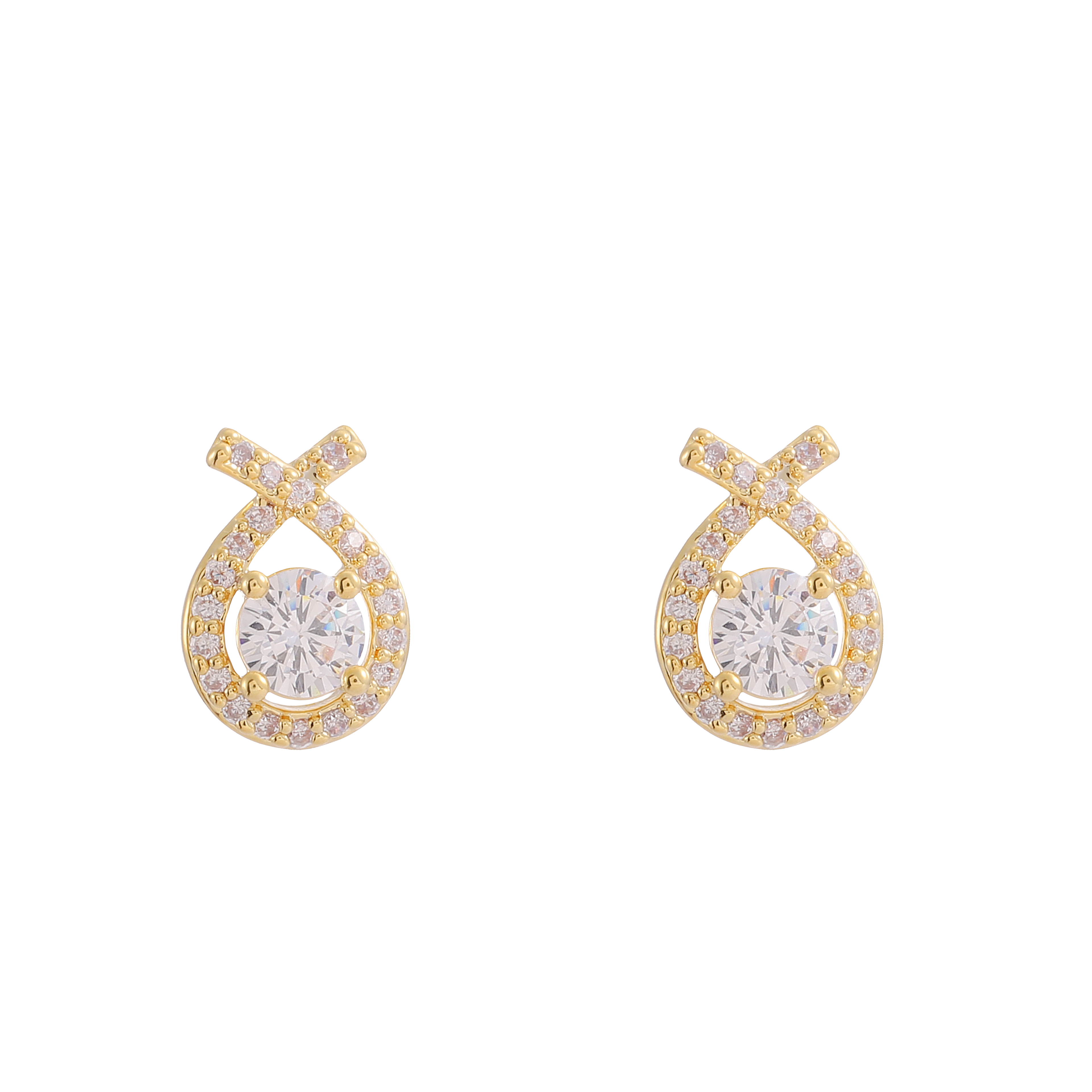 Exquisite and light luxury copper plated with real gold and set with zircon 925 silver needle cross stud earrings Application Scenario