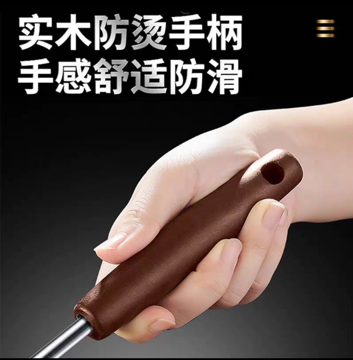 721 food-grade stainless steel cooking spoons, spatulas, long-handled wooden spatulas, kitchen cooking spoons detail image 3