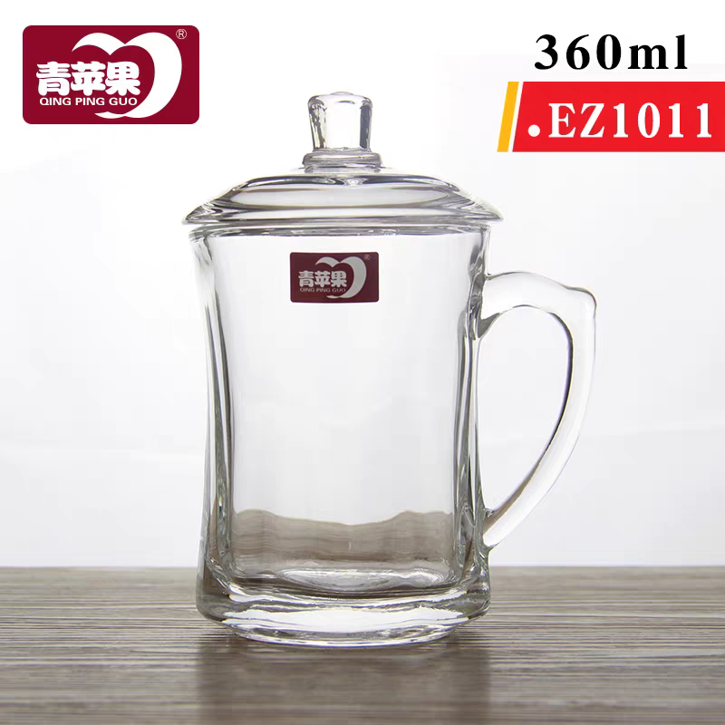 EZ1011 Glass tea cup, heat-resistant glass tea cup, glass cup, office cup with lid, glass lid cup, water cup details Picture