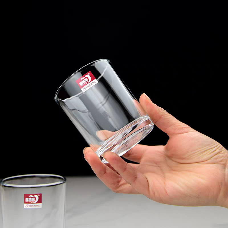 73085 Green apple straight Cup Glass, household water cup, short glass, hotel glass cup, mouthwash cup, tooth brushing cup, thickened detail image 6