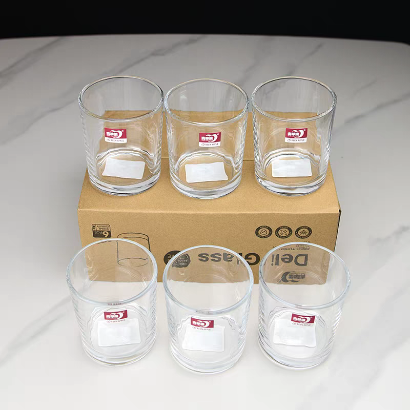 73085 Green apple straight Cup Glass, household water cup, short glass, hotel glass cup, mouthwash cup, tooth brushing cup, thickened detail image 2