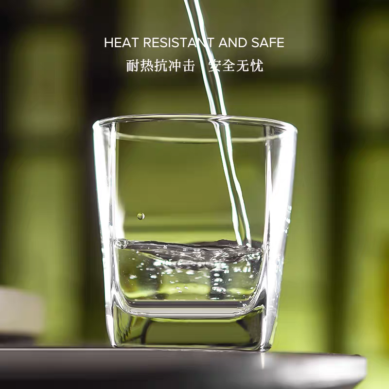 6001-1 Thickened heat-resistant octagonal glass cup, wine, beer, tea and beverage cup, classic home design, suitable for hotels and bars, 205ml details Picture