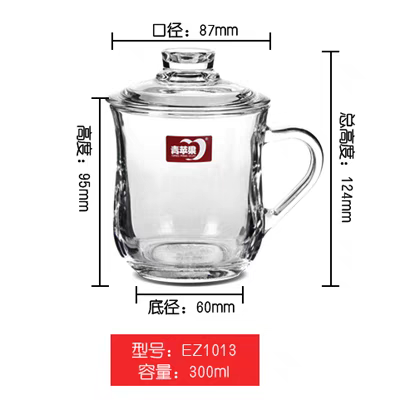 EZ1013 Green Apple Glass Tea Cup with lid, tea drinking cup with lid, cup handle, household glass cup, green tea water cup detail image 2