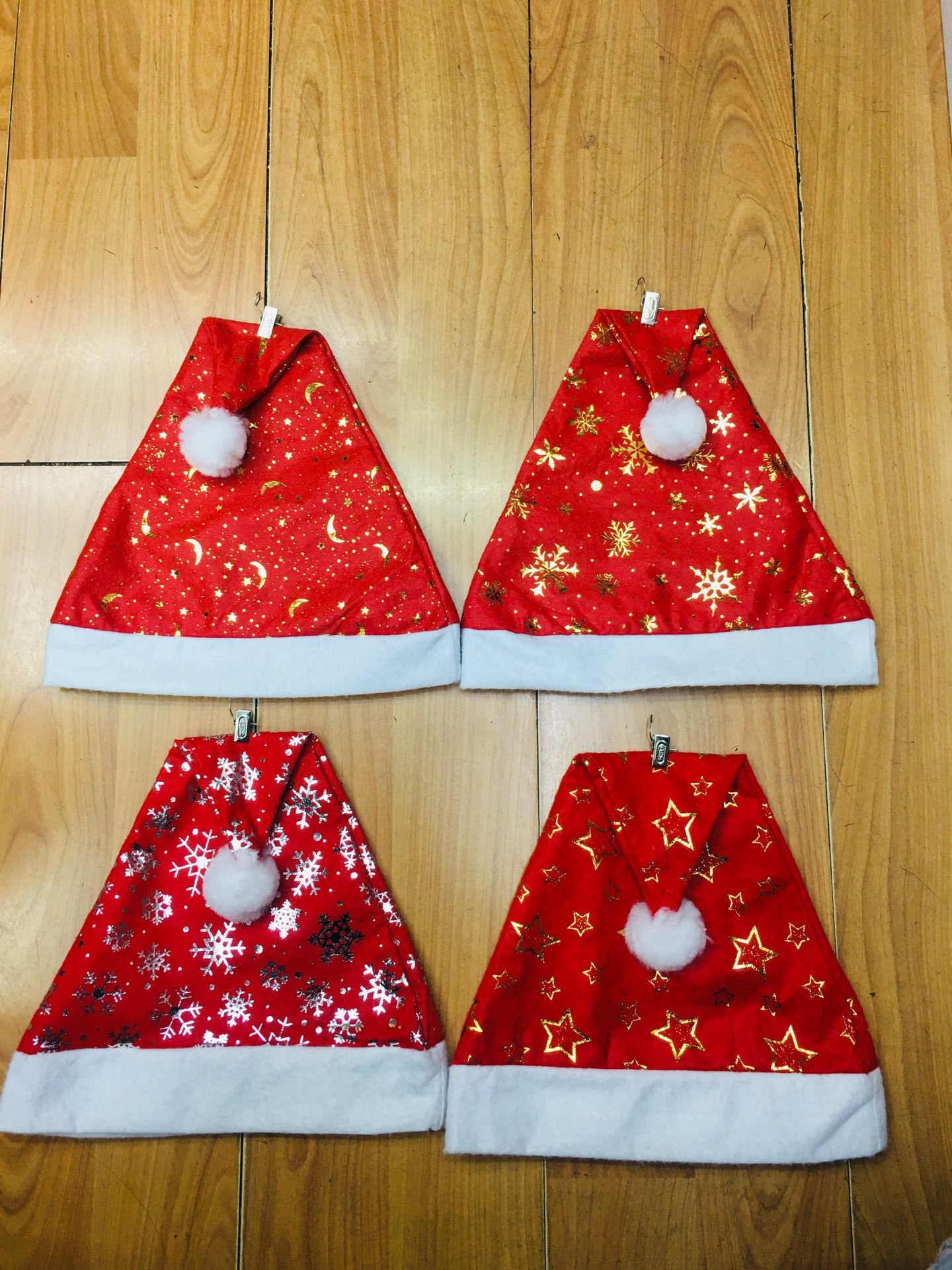 Wholesale of new velvet snowflake moon star Christmas hats, adult Santa Claus hats, holiday dress-up gifts details Picture