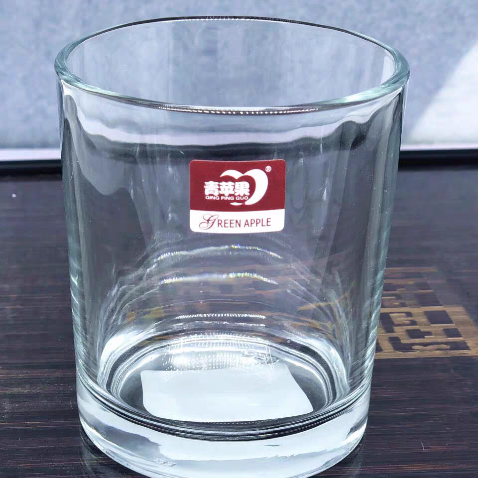 73085 Green apple straight Cup Glass, household water cup, short glass, hotel glass cup, mouthwash cup, tooth brushing cup, thickened detail image 4