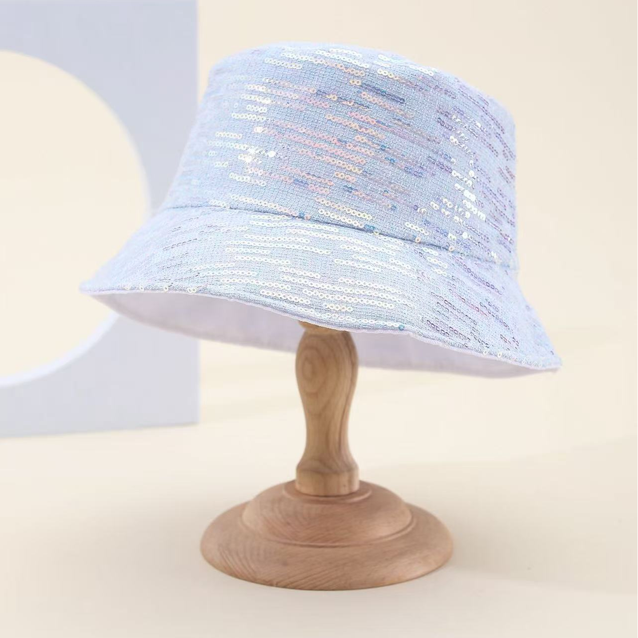 Spring and summer cross-border European and American bestsellers, irregular small sequined fisherman hats, fashionable and versatile, travel sun protection and sunshade foldable basin hats, export adult hats, all size 58CM Specification drawing