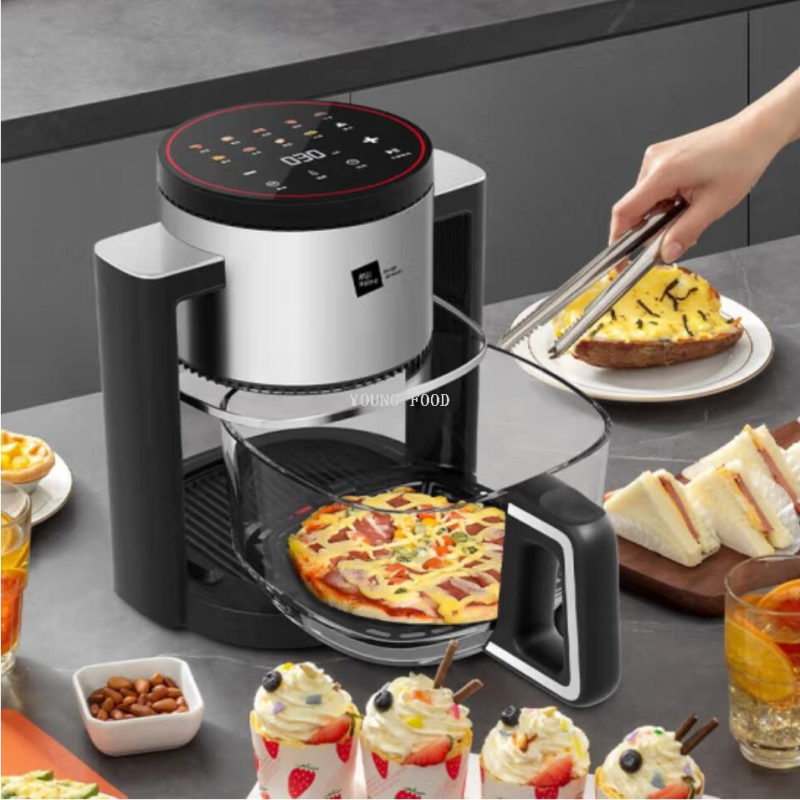 批发包邮！德国Miji米技360°全景可视玻璃空气炸锅MFEO-GS45电器白底实物图