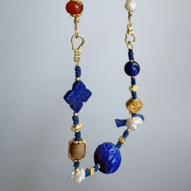 新中式国风项链青金石珍珠项链