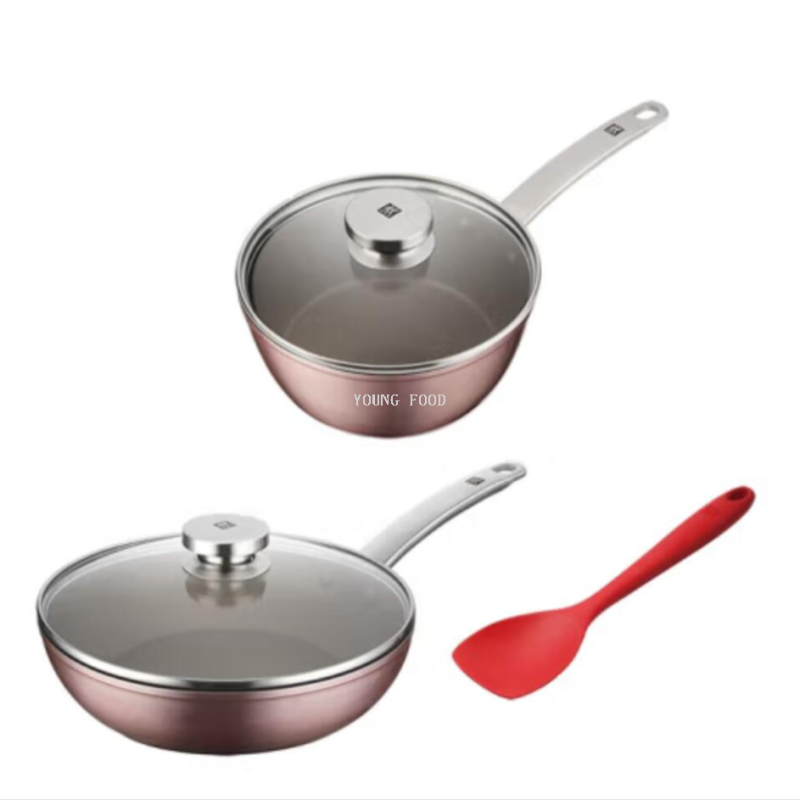 批发包邮！德国品牌双立人中式煎炒锅运输型粉色3件套 ZW-EY106