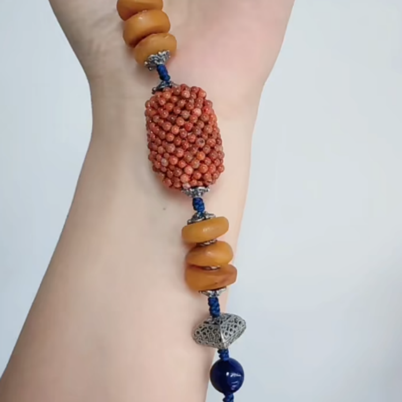 古法辑珠杨梅球手链细节图