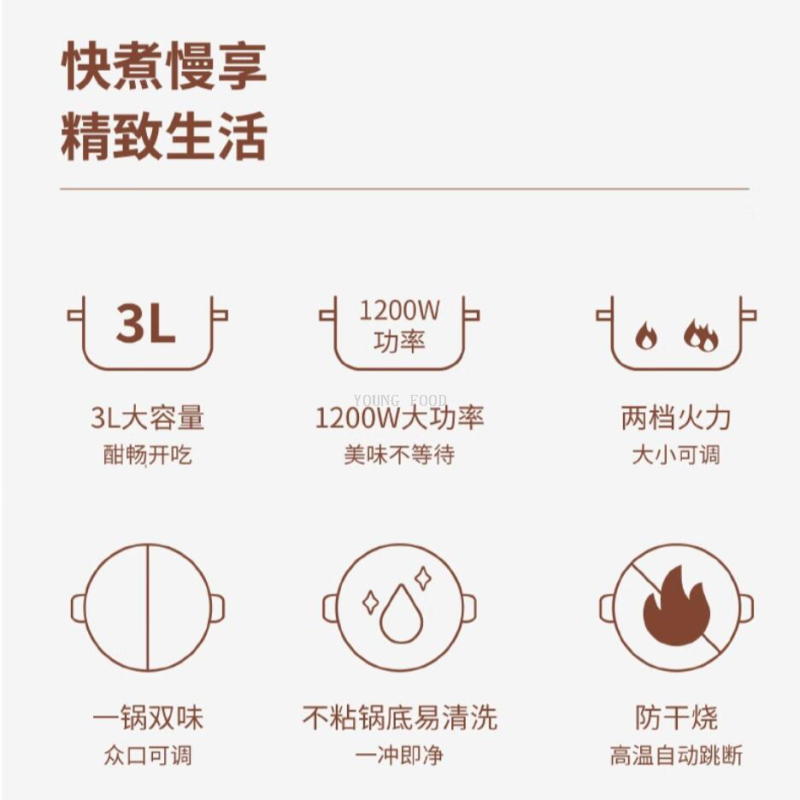 电陶锅/电饭锅蒸煮锅/电热锅/电火锅/美的电锅白底实物图