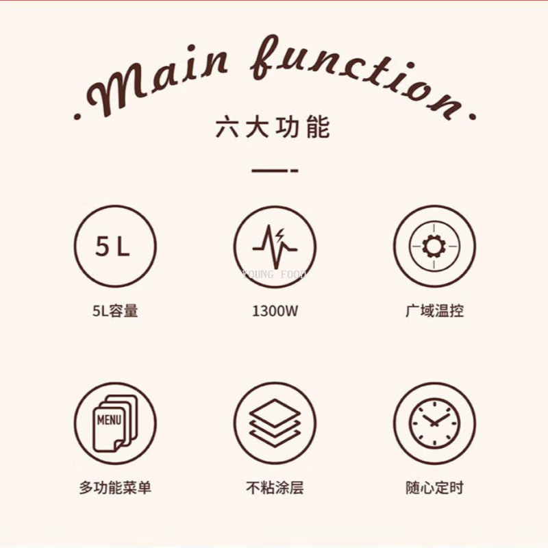批发包邮！EHA-5736E 膳魔师空气炸锅5L 智能小家电手办百货电器白底实物图