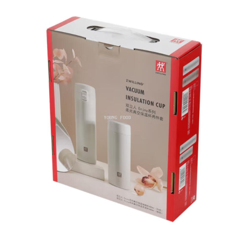批发包邮！手办德国品牌双立人Enjoy 柔光真空保温杯2件ZW-BP122白底实物图