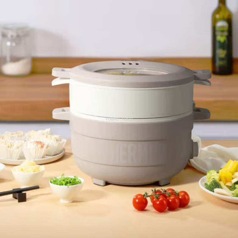 不锈钢分体电煮锅/苏泊尔/美的电锅白底实物图