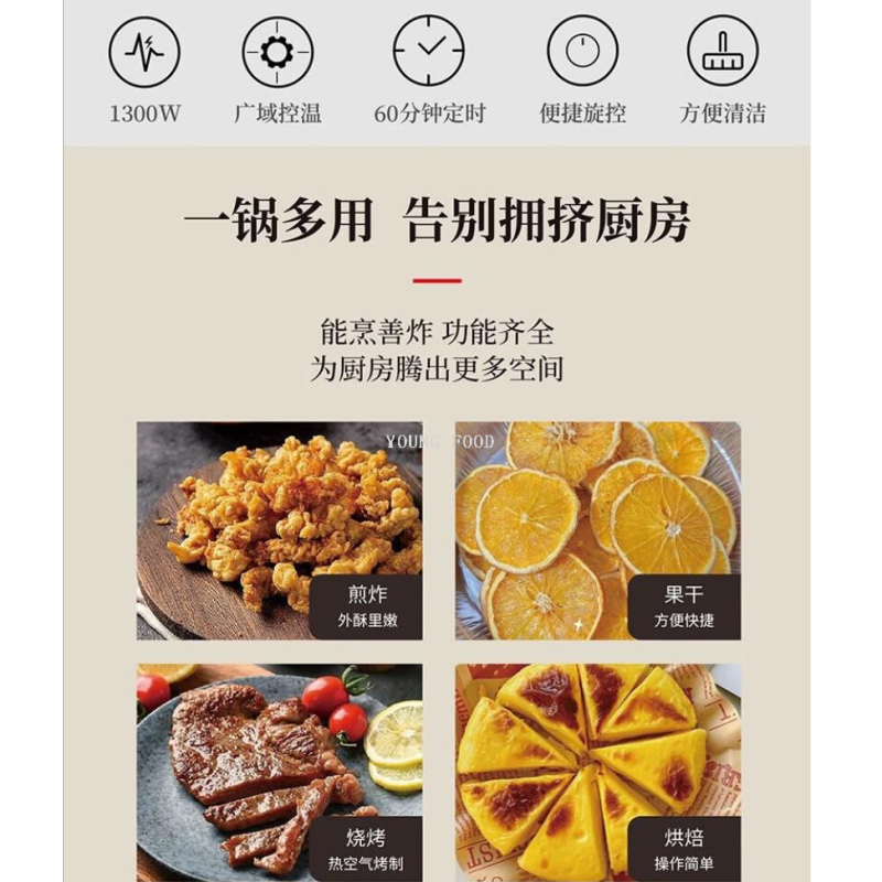 批发包邮！德国品牌厨具双立人空气炸锅黑色3.5L ZAF1300/1027131白底实物图