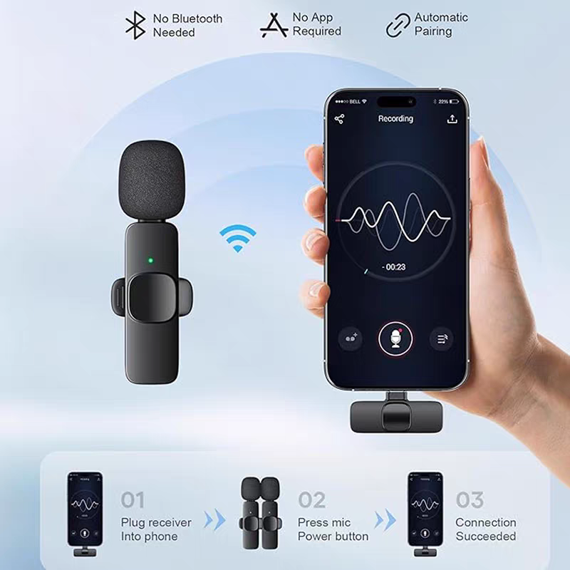 Aima Emma Aima K11 Lapel Microphone Type-C Port Ios Port Apple Flash Charging Head Compatible With Multiple Models, Advanced Intelligent Noise Reduction, Stunning Sound Quality, Portable Live Streaming Microphone, Design Microphone details Picture