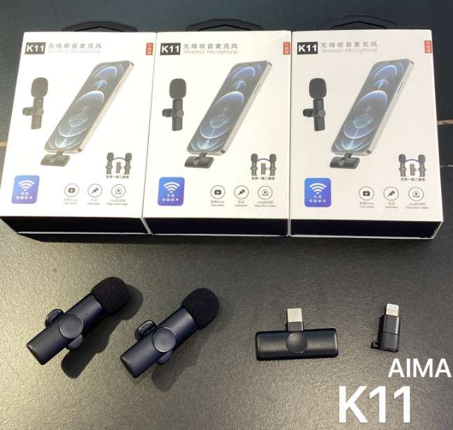 Aima Emma Aima K11 Lapel Microphone Type-C Port Ios Port Apple Flash Charging Head Compatible With Multiple Models, Advanced Intelligent Noise Reduction, Stunning Sound Quality, Portable Live Streaming Microphone, Design Microphone Item Picture