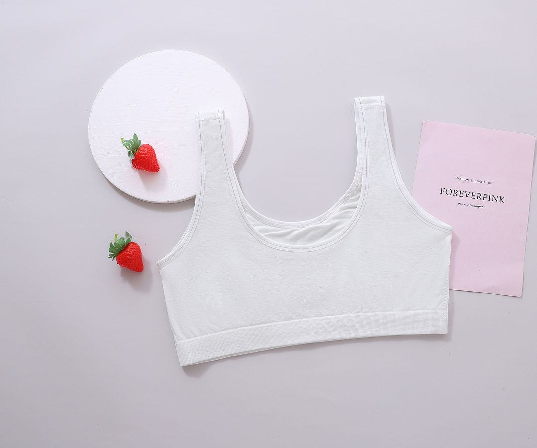 Underwear for girls in their growth period, seamless wide shoulder straps with cotton and anti-bump points, student vests Specification drawing