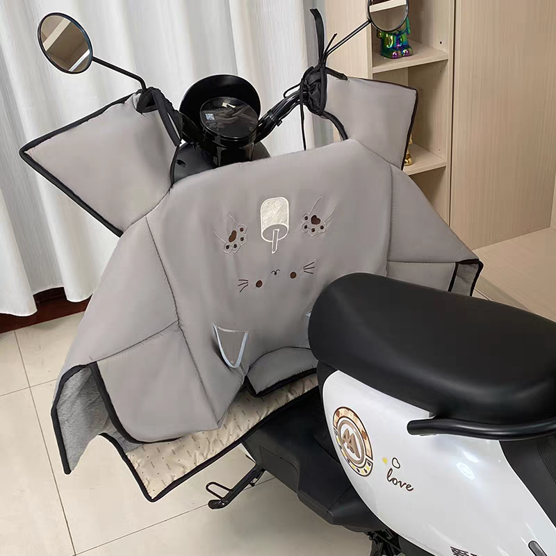 冬季电动车挡风被加绒加厚加宽保暖大小型电瓶摩托车挡风罩防风电动车被挡风被加厚产品图