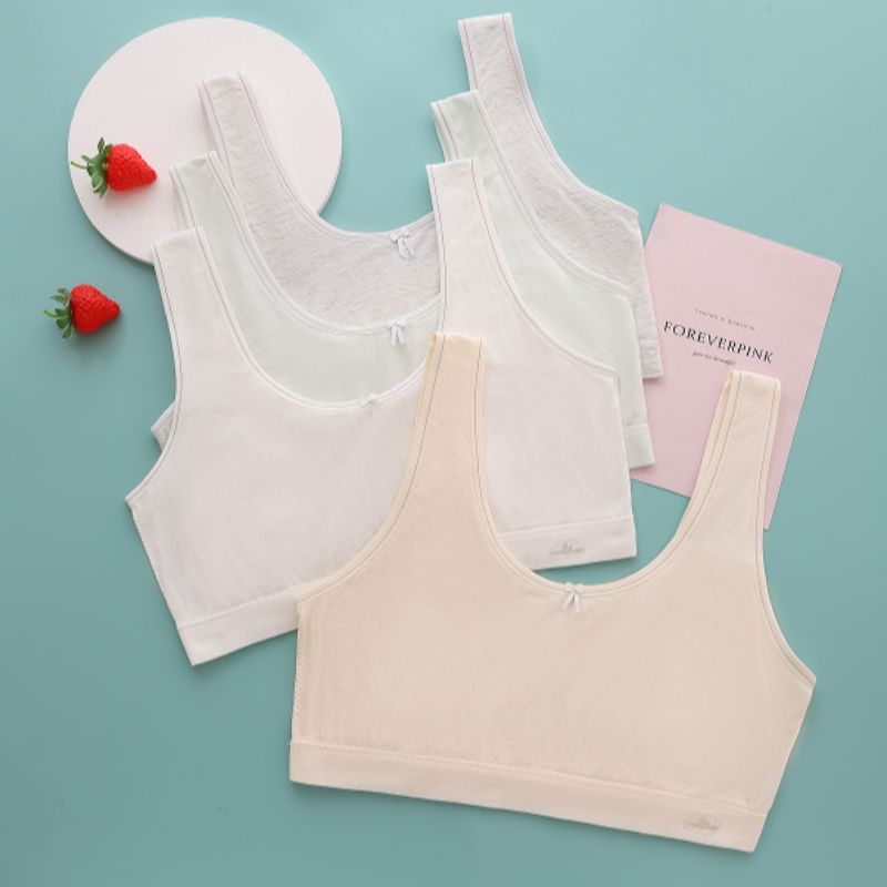 Underwear for girls in their growth period, seamless wide shoulder straps with cotton and anti-bump points, student vests full figure