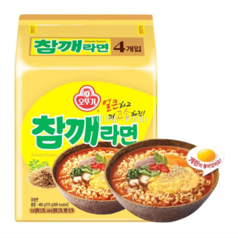 批发包邮！韩国进口方便面零食 不倒翁芝麻拉面460克（115g*4袋）