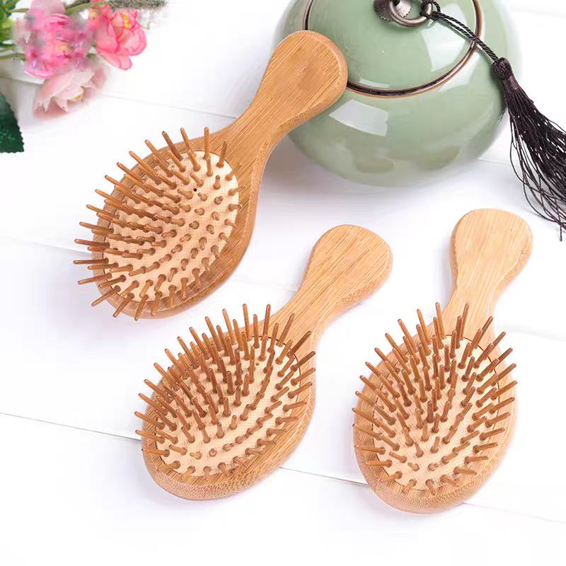 【 Jiehao Bamboo and Wood 】【2025 Bestseller 】 Multi-functional bamboo Practical Products, Essential for Home use, Small bamboo air cushion comb, anti-static portable hair comb, meridian massage comb Application Scenario
