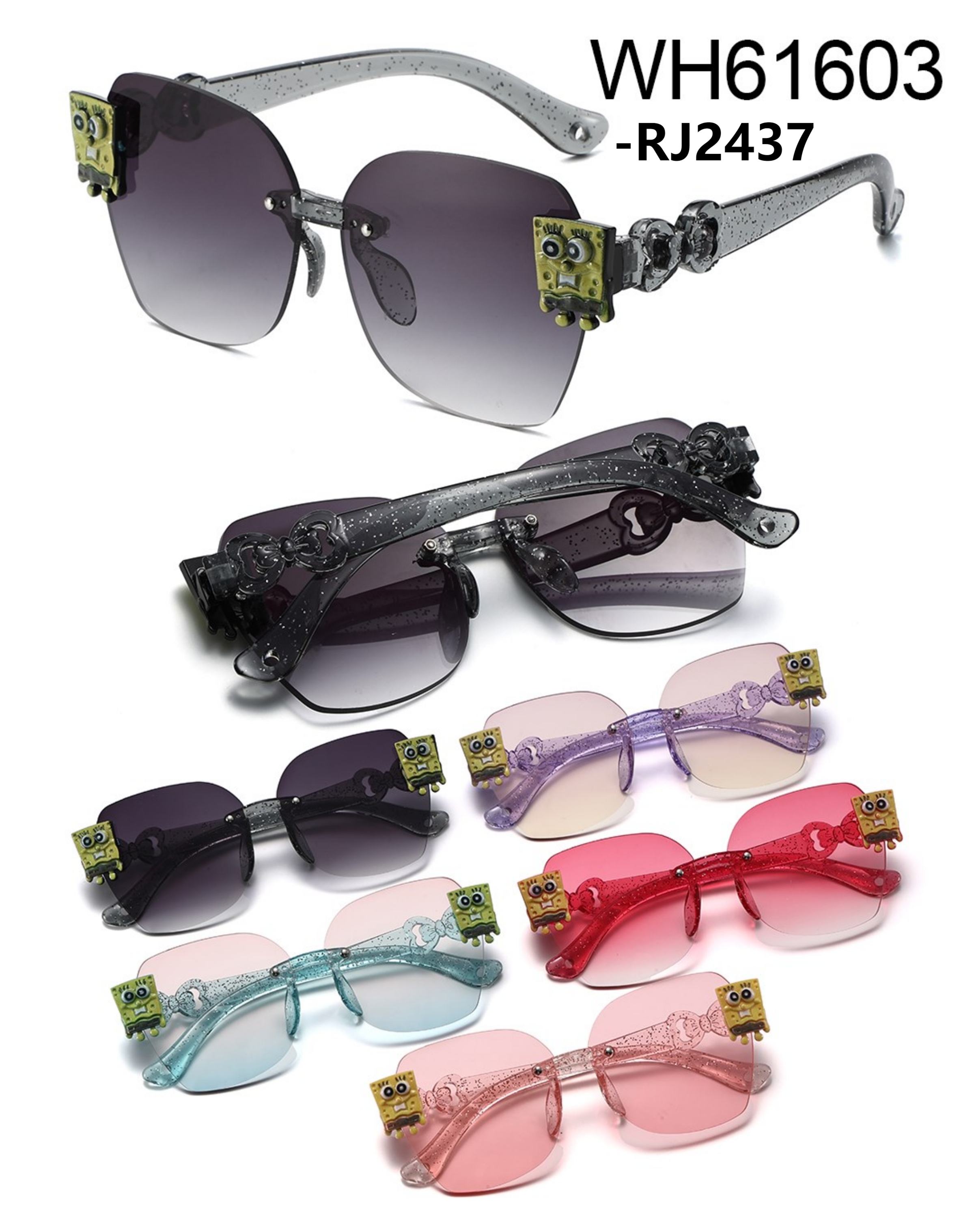 Square sponge baby cute cartoon children's sunglasses available in multiple colors