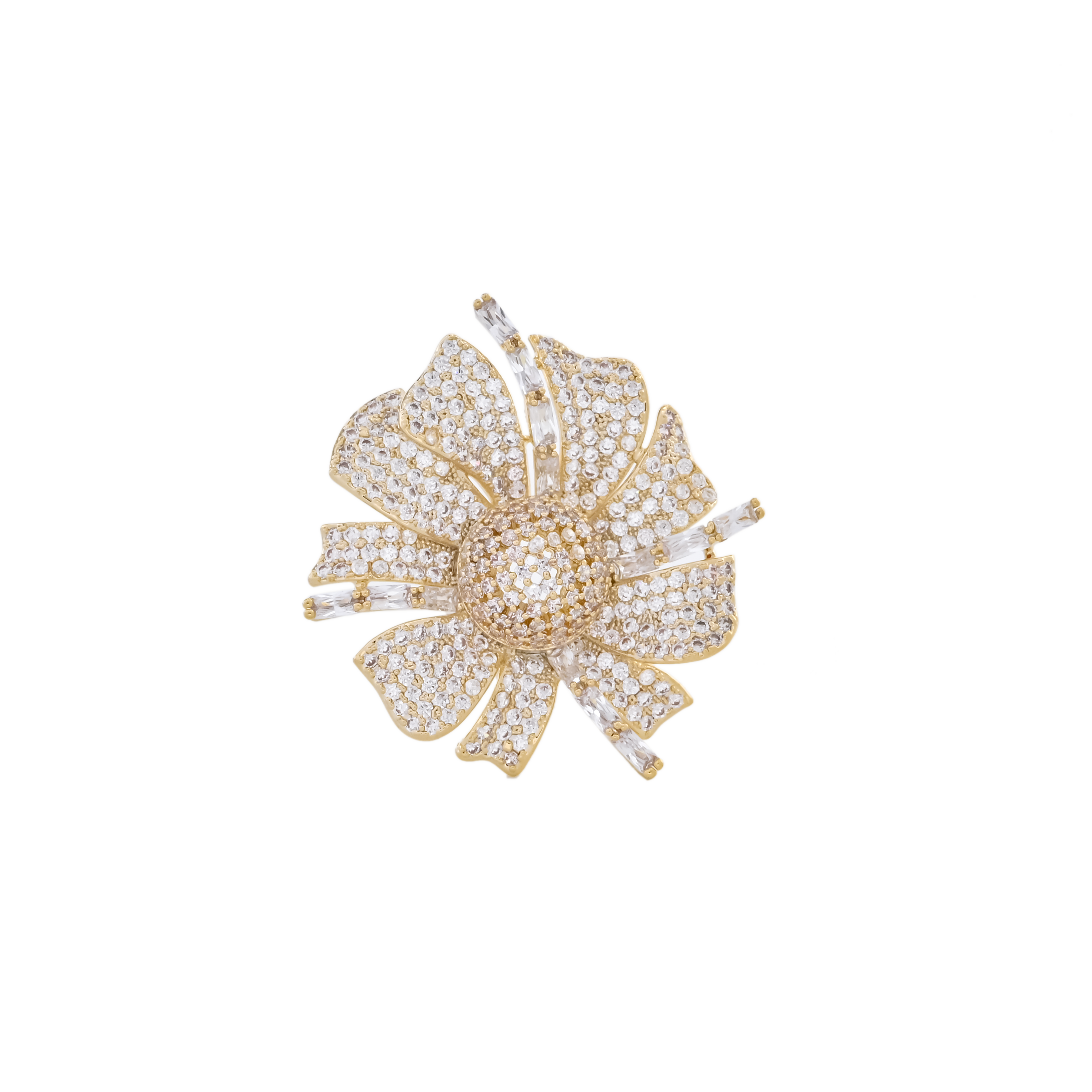 Xuhui brand copper-plated real gold and zircon inlaid fashion brooch with luxurious flower design, trendy women's accessory brooch Application Scenario