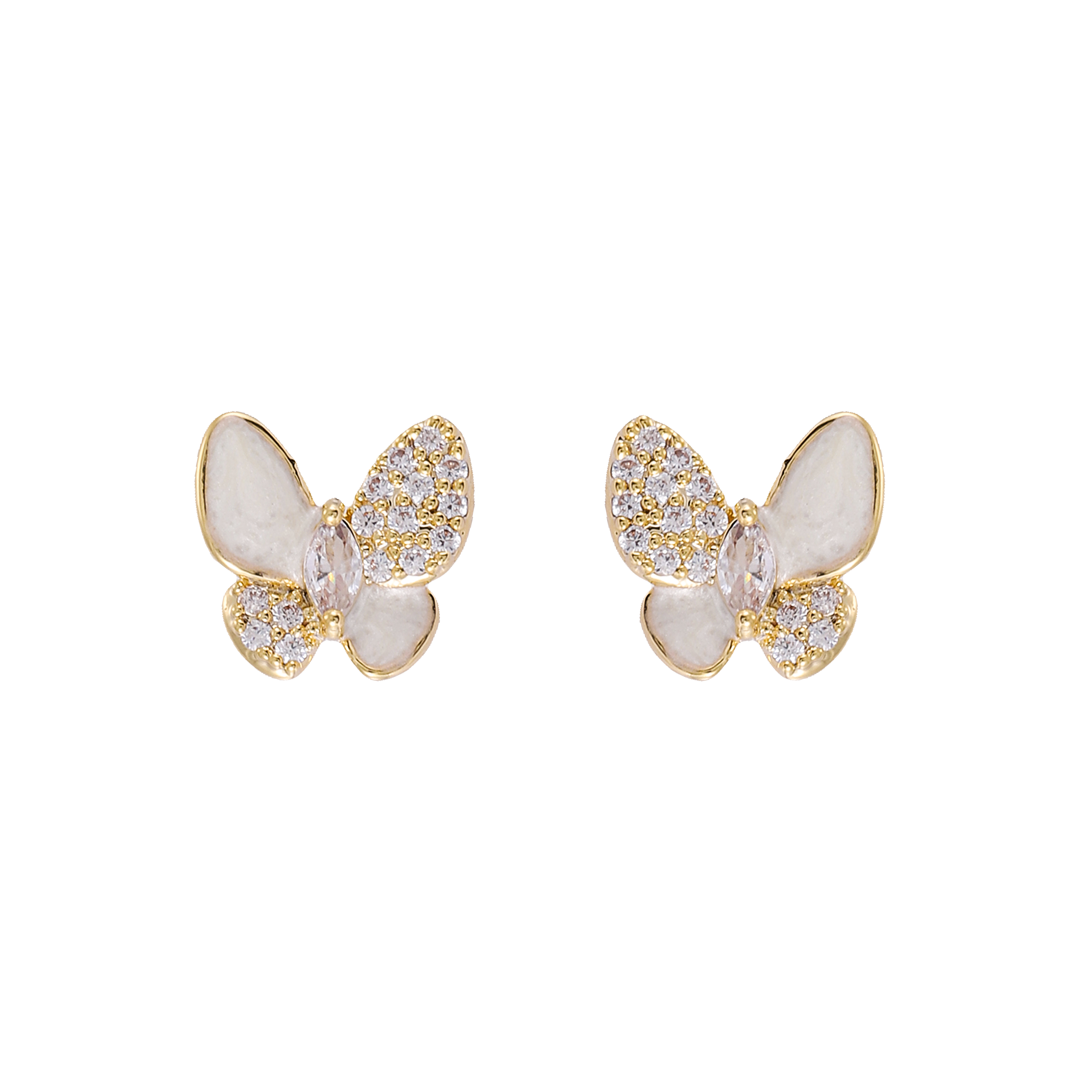 Xuhui brand exquisite and light luxury copper plated with real gold and set with zircon 925 silver needle butterfly design fashionable stud earrings Application Scenario