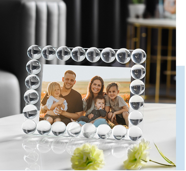 Light luxury crystal glass photo frame, exquisitely handcrafted transparent photo frame, living room, home, office commemorative gift pic 9