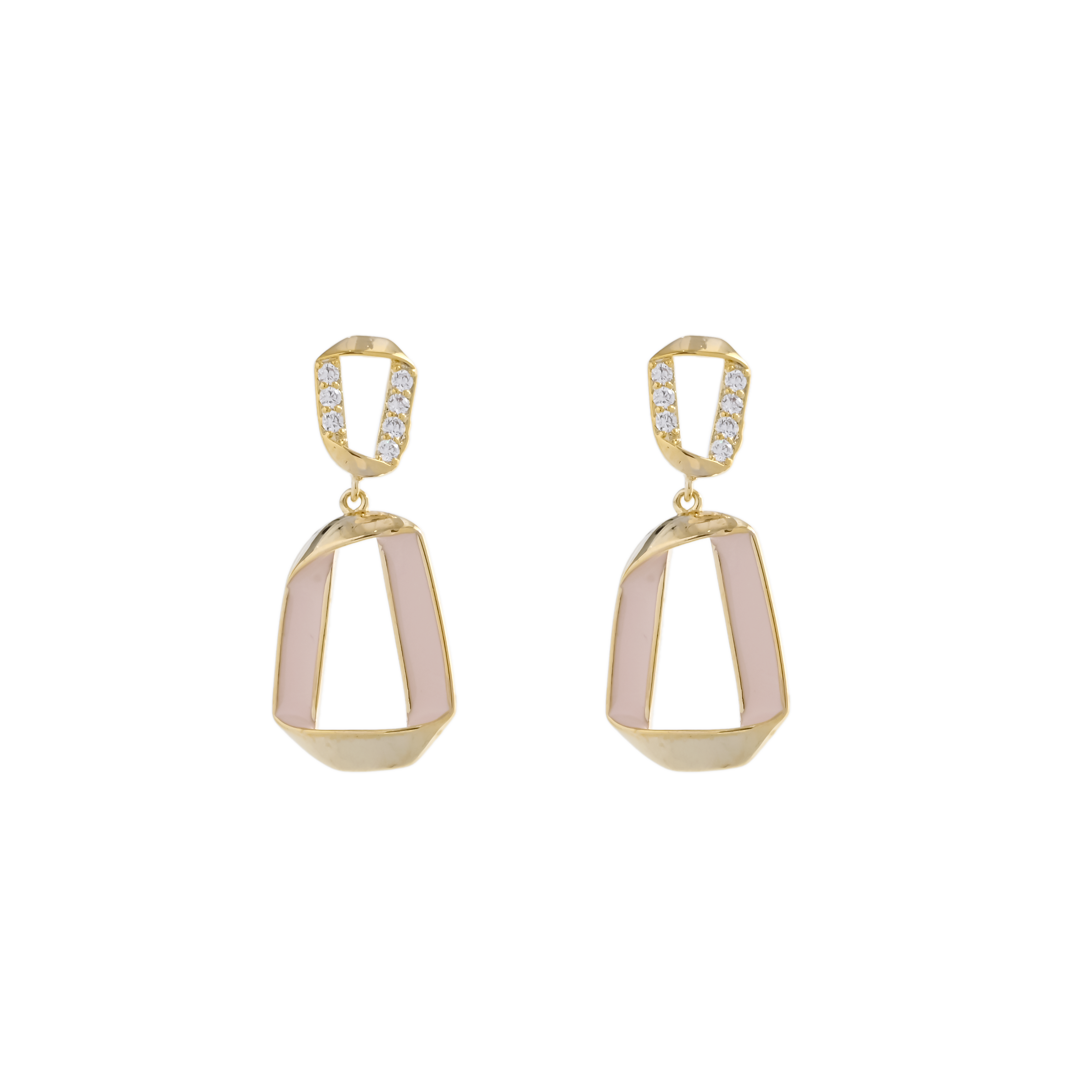 Xuhui brand's light luxury, fashionable and versatile 925 silver needle copper plated with real gold and zircon geometric lacquered stud earrings Application Scenario