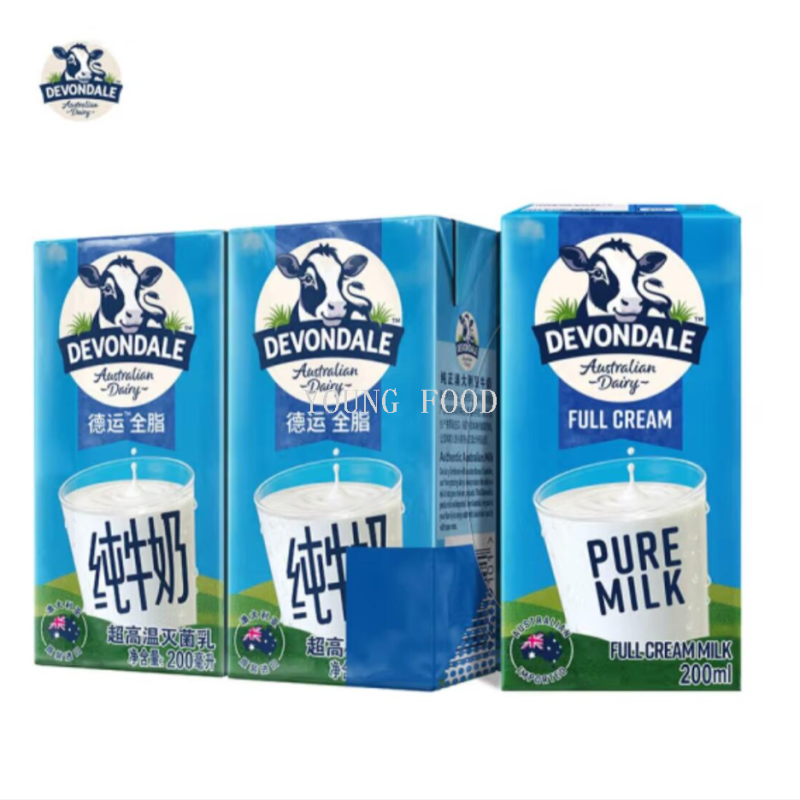 包邮！澳洲进口液体奶适合青少年成长德运全脂牛奶200ml*6盒/组